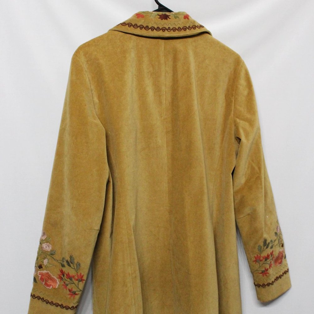 Long Light Brown Jacket With Flower Design - image 4